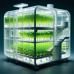 A Large, Clear, Plastic Box Filled With Various Plants