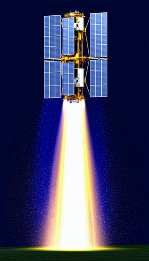 A Space Shuttle With A Large Solar Panel On Its Back, Flying Through The Sky