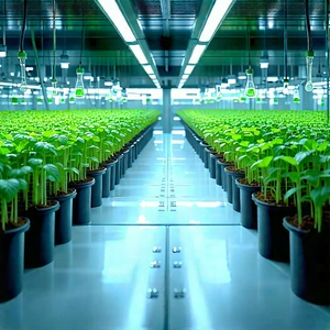 Agricultural Technology In Modern Laboratory With Large Indoor