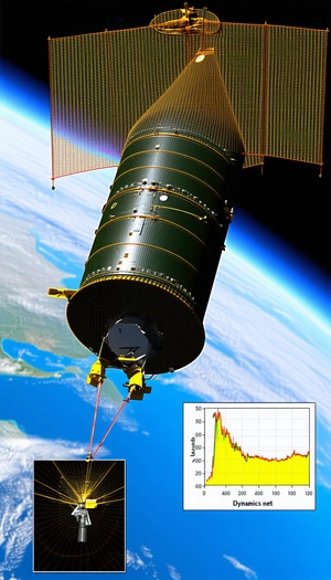A Spacecraft Is Shown In The Image, Flying Through The Air
