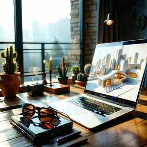 Business Architectural Photography: Creative Professional Using Laptop With Laptop Computer
