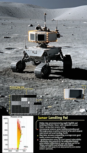 A Robotic Vehicle Is Sitting On A Rocky Surface, Possibly On The Moon