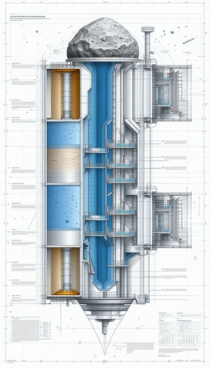 A Large Blue Pipe Is Shown In A Drawing, With A Yellow Line Running Through It