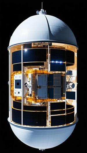 A Large Satellite Dish With A Black Background