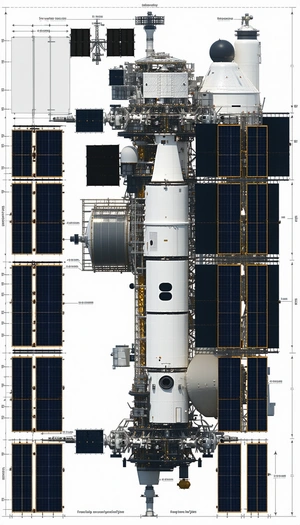 The Image Is A White Drawing Of A Space Shuttle, Which Is A Large, White, And Round Spacecraft