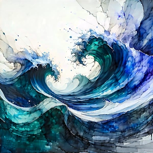 Abstract Ink Drawing: Abstract interpretation of wave motion