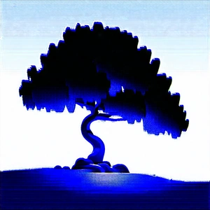 Nature Woodcut Print: (ancient:1.39) (tree:1.22) In Summer With Blue Tree