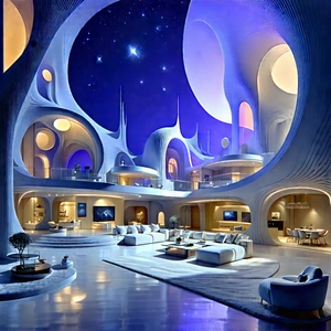 Futuristic Smart Home With Large, Modern,