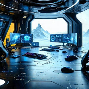 Futuristic Digital Workspace With Futuristic Setting