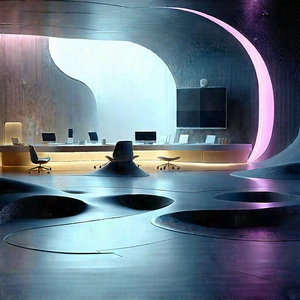 Futuristic Tech Startup Office With Modern Office
