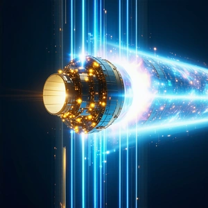 A Blue And Yellow Lightning Bolt Is Shown In The Image