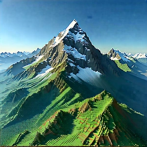 Nature Voxel Art: Aerial view of mountain range