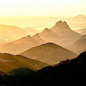 Nature Tilt-Shift Photography: Mountain range during golden hour