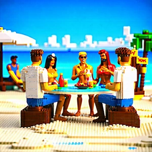 Lifestyle Voxel Art: Beach gathering with colleagues