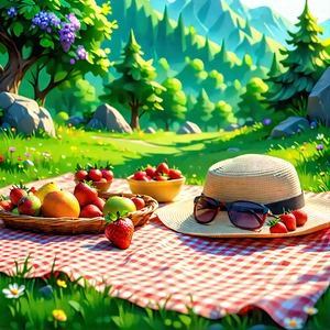Lifestyle Blueprint Style: Summer Picnic During Holiday Season With Image, There