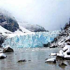Nature Lithograph: Glacier In Winter (snow:1.2) With Large Glacier