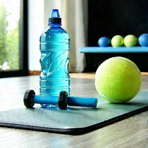 Lifestyle Drone Photography: Wellness Scene With Fitness Equipment With Setting Variety