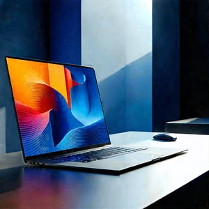 Laptop With Digital Artwork With Laptop Computer