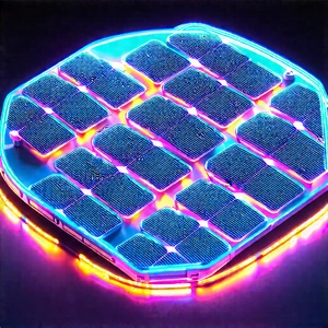 Solar Panel With Neon Accents With Large, Glowing