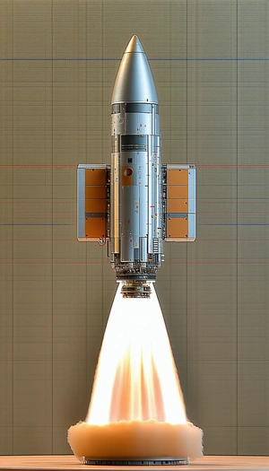 A Rocket Is Shown In The Image, With Its Engine On