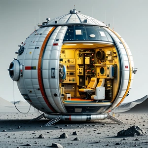 A Large, White, And Round Spacecraft With A Dome-shaped Structure