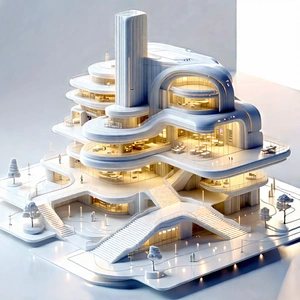 Tech Isometric Design: Futuristic innovation hub
