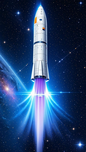 A Rocket Is Shown In The Image, With Its Booster Rocket Attached