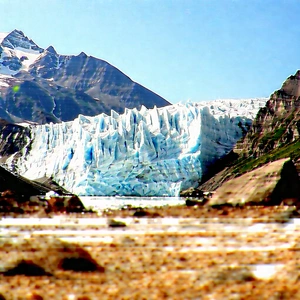 Nature Tilt-shift Photography: Glacier In Dry Season With Large Glacier,