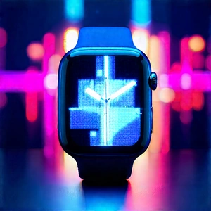 Smart Watch With Data Visualization With Close-up Blue