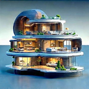 Futuristic Smart Home With Large, Modern
