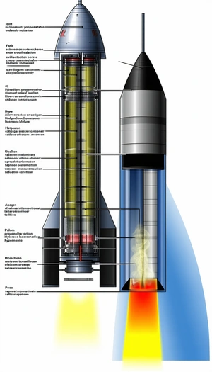 A Rocket Is Shown In A Diagram, With Its Various Parts Labeled