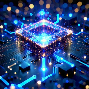 Blockchain Network Visualization With Blue Yellow
