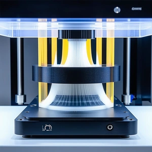 A Black And Yellow Machine Is Sitting On A White Counter