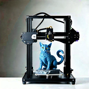 3d Printer With Laser Scanning With Blue Statue