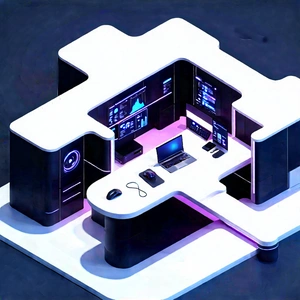 (futuristic:1.49) Tech Startup Office With Image, There