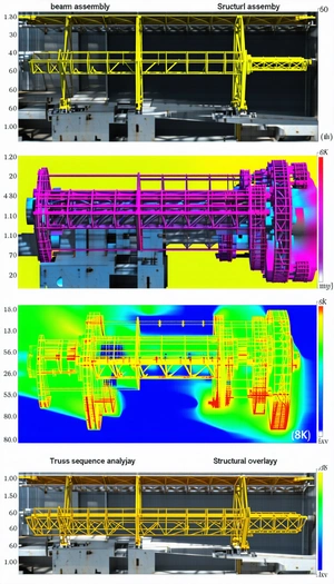 The Image Is A Collage Of Three Different Pictures Of A Large Metal Structure