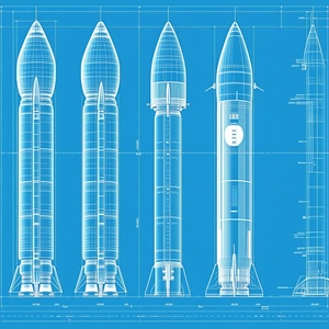 There Are Four Rockets In The Image, Each With A Different Design