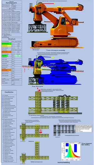 The Image Is A Blue And Yellow Drawing Of A Large Crane