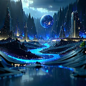 Big Data Visualization With Futuristic Scene,