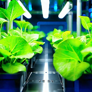 Agricultural Technology In Manufacturing Facility With Greenhouse Filled
