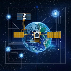 A Space Satellite, Likely A Space Station, Orbiting The Earth