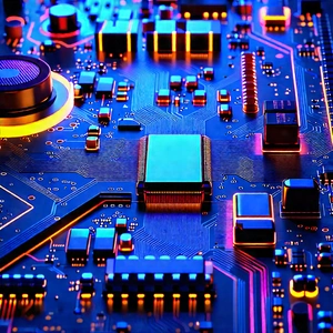 Circuit board with neon accents