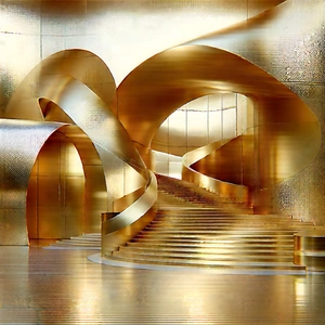 Abstract Architectural Photography: Metallic Forms With Image, There