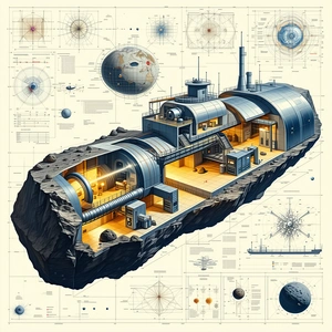 detailed drawing futuristic space station