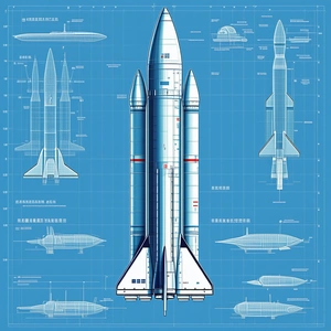 A Blue Poster Is Displayed With A Rocket Ship On It