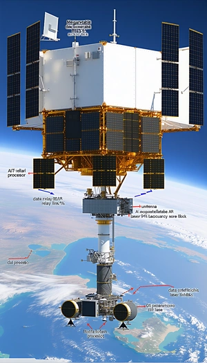 A Large Satellite Dish With A Yellow And White Color Scheme