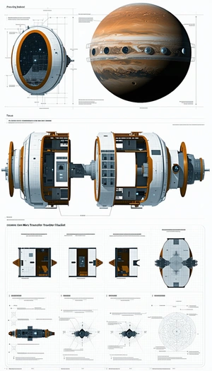 A Series Of Diagrams And Illustrations Showcase The Design And Layout Of A Space Station