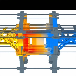 A 3d Model Of A Bridge Is Displayed In A Computer Graphic