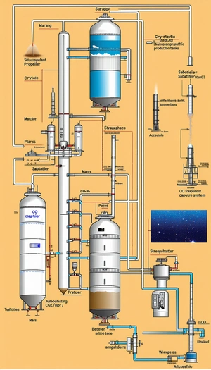 The Image Is A Diagram Of A Chemical Plant, Showing The Various Components And Their Connections