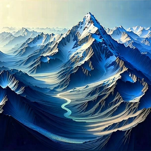 Nature Etching: Aerial view of mountain range